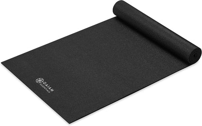 Essentials 1/4" Thin (6mm) Yoga & Pilates, Fitness & Exercise Mat with Easy-Cinch Carrier Strap Cusion Support For Fitness and Gym Workouts