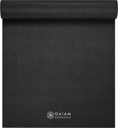 Essentials 1/4" Thin (6mm) Yoga & Pilates, Fitness & Exercise Mat with Easy-Cinch Carrier Strap Cusion Support For Fitness and Gym Workouts