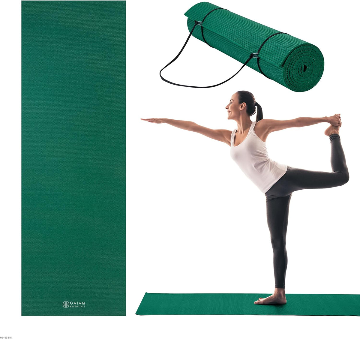 Essentials 1/4" Thin (6mm) Yoga & Pilates, Fitness & Exercise Mat with Easy-Cinch Carrier Strap Cusion Support For Fitness and Gym Workouts