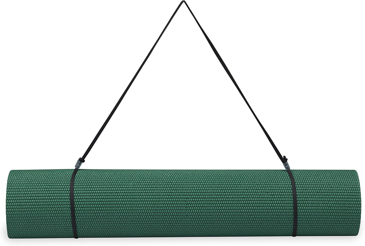 Essentials 1/4" Thin (6mm) Yoga & Pilates, Fitness & Exercise Mat with Easy-Cinch Carrier Strap Cusion Support For Fitness and Gym Workouts
