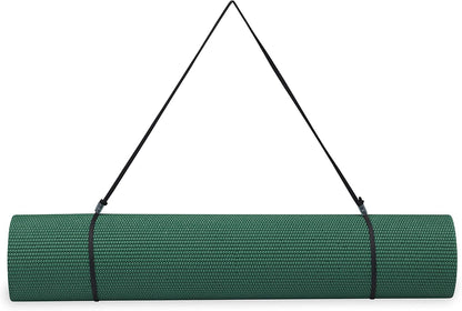 Essentials 1/4" Thin (6mm) Yoga & Pilates, Fitness & Exercise Mat with Easy-Cinch Carrier Strap Cusion Support For Fitness and Gym Workouts