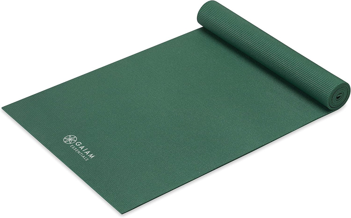 Essentials 1/4" Thin (6mm) Yoga & Pilates, Fitness & Exercise Mat with Easy-Cinch Carrier Strap Cusion Support For Fitness and Gym Workouts
