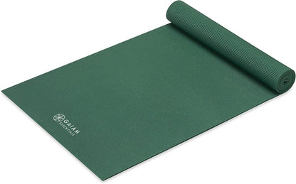 Essentials 1/4" Thin (6mm) Yoga & Pilates, Fitness & Exercise Mat with Easy-Cinch Carrier Strap Cusion Support For Fitness and Gym Workouts