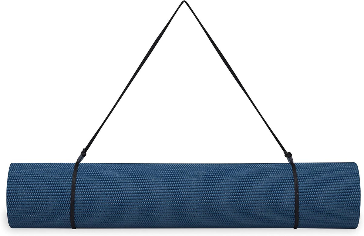 Essentials 1/4" Thin (6mm) Yoga & Pilates, Fitness & Exercise Mat with Easy-Cinch Carrier Strap Cusion Support For Fitness and Gym Workouts