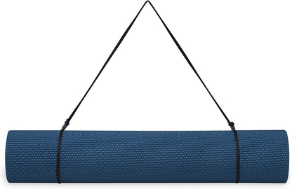 Essentials 1/4" Thin (6mm) Yoga & Pilates, Fitness & Exercise Mat with Easy-Cinch Carrier Strap Cusion Support For Fitness and Gym Workouts