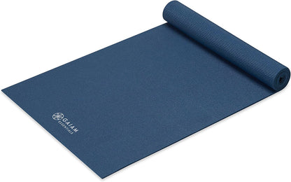Essentials 1/4" Thin (6mm) Yoga & Pilates, Fitness & Exercise Mat with Easy-Cinch Carrier Strap Cusion Support For Fitness and Gym Workouts