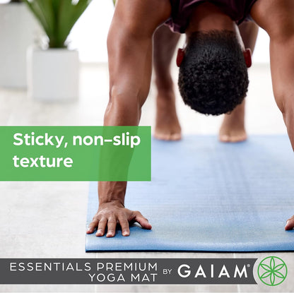 Essentials 1/4" Thin (6mm) Yoga & Pilates, Fitness & Exercise Mat with Easy-Cinch Carrier Strap Cusion Support For Fitness and Gym Workouts