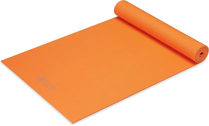 Essentials 1/4" Thin (6mm) Yoga & Pilates, Fitness & Exercise Mat with Easy-Cinch Carrier Strap Cusion Support For Fitness and Gym Workouts