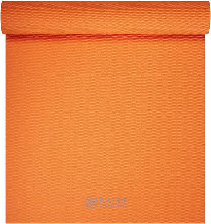 Essentials 1/4" Thin (6mm) Yoga & Pilates, Fitness & Exercise Mat with Easy-Cinch Carrier Strap Cusion Support For Fitness and Gym Workouts