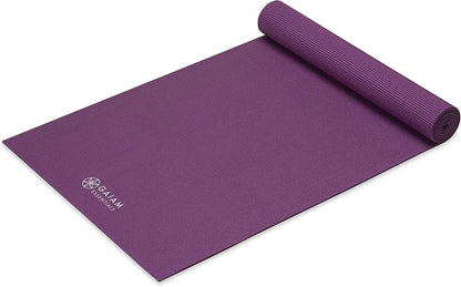 Essentials 1/4" Thin (6mm) Yoga & Pilates, Fitness & Exercise Mat with Easy-Cinch Carrier Strap Cusion Support For Fitness and Gym Workouts
