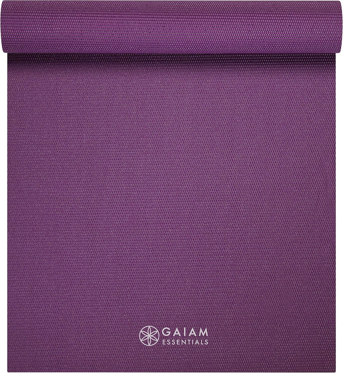 Essentials 1/4" Thin (6mm) Yoga & Pilates, Fitness & Exercise Mat with Easy-Cinch Carrier Strap Cusion Support For Fitness and Gym Workouts