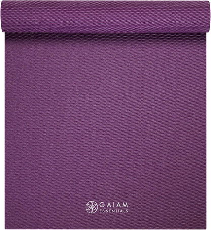 Essentials 1/4" Thin (6mm) Yoga & Pilates, Fitness & Exercise Mat with Easy-Cinch Carrier Strap Cusion Support For Fitness and Gym Workouts