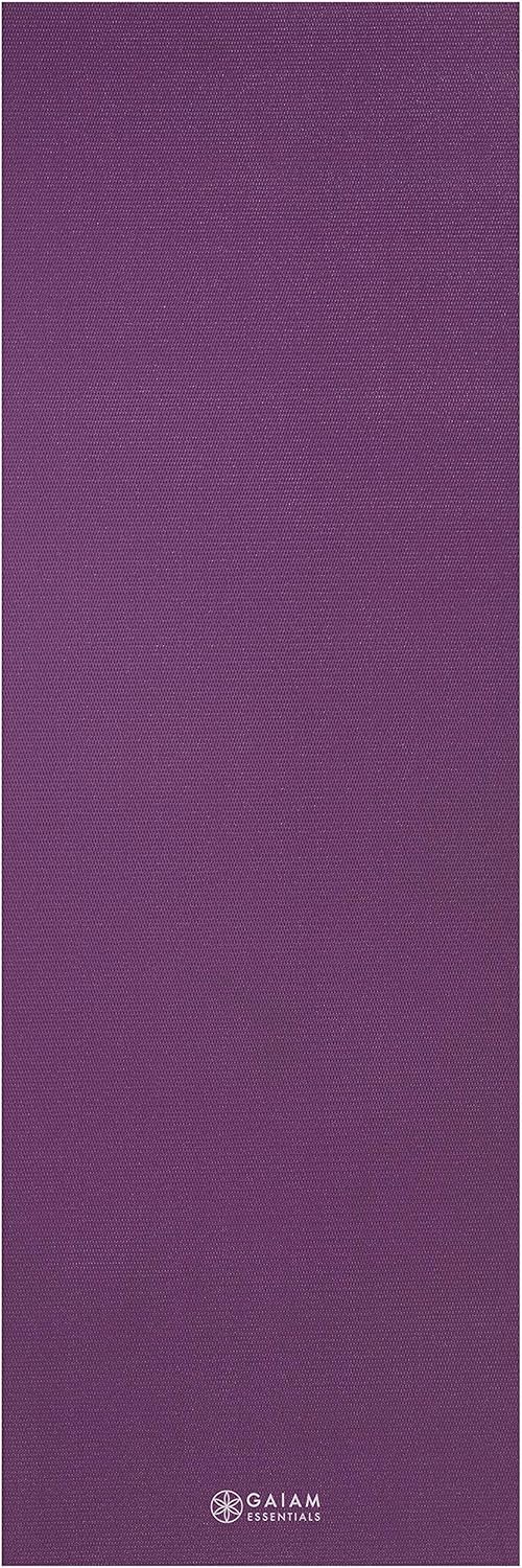 Essentials 1/4" Thin (6mm) Yoga & Pilates, Fitness & Exercise Mat with Easy-Cinch Carrier Strap Cusion Support For Fitness and Gym Workouts
