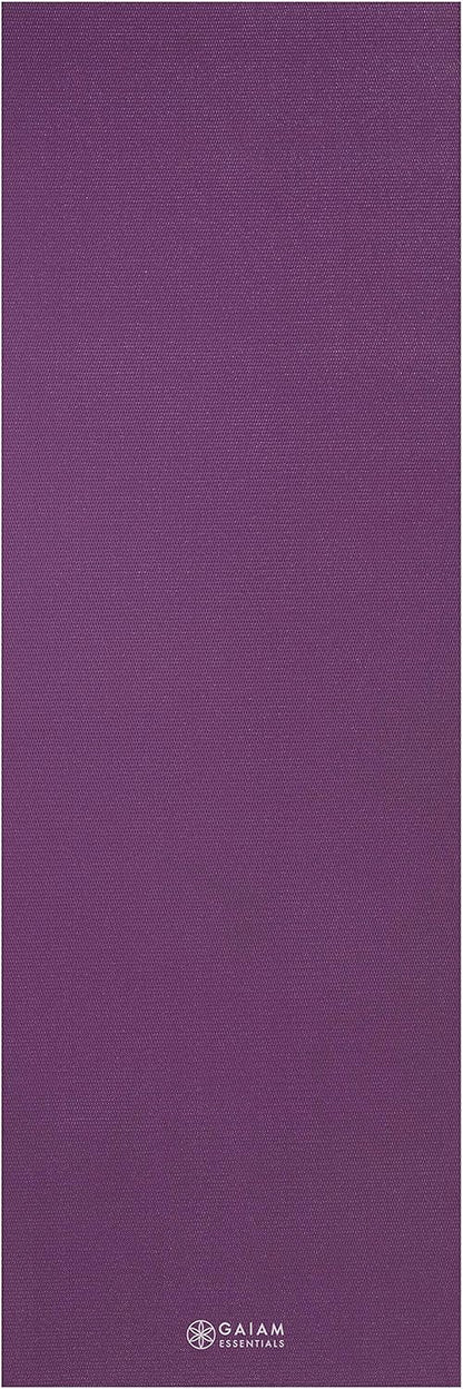 Essentials 1/4" Thin (6mm) Yoga & Pilates, Fitness & Exercise Mat with Easy-Cinch Carrier Strap Cusion Support For Fitness and Gym Workouts