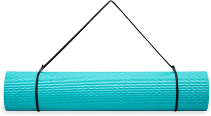 Essentials 1/4" Thin (6mm) Yoga & Pilates, Fitness & Exercise Mat with Easy-Cinch Carrier Strap Cusion Support For Fitness and Gym Workouts