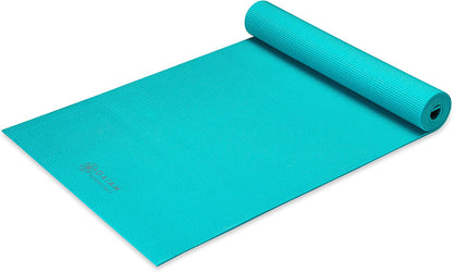Essentials 1/4" Thin (6mm) Yoga & Pilates, Fitness & Exercise Mat with Easy-Cinch Carrier Strap Cusion Support For Fitness and Gym Workouts