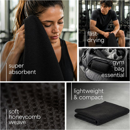 . Microfiber Gym Towels, Yoga Towel for Home and Gym Bag, 16 Inch x 27 Inch, 3 Pack