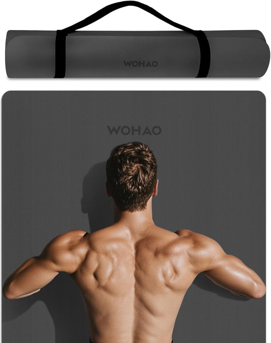 Extra Wide & Thick 8mm Yoga Mat, 72"x31.5" | Large Non Slip Exercise Mat, Premium POE Material, Superior Cushioning & Stability, With Strap for Home Gym, Pilates