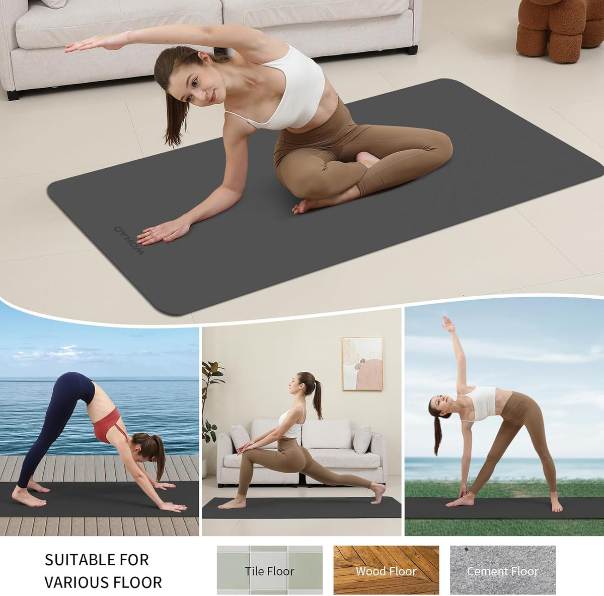 Extra Wide & Thick 8mm Yoga Mat, 72"x31.5" | Large Non Slip Exercise Mat, Premium POE Material, Superior Cushioning & Stability, With Strap for Home Gym, Pilates