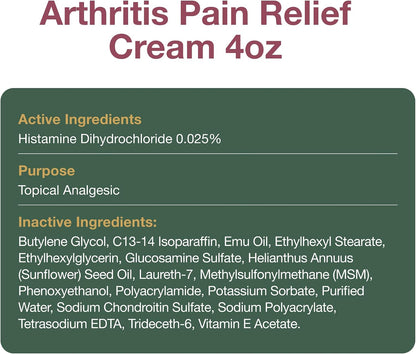Arthritis Pain Relief Cream, 4 oz Jar