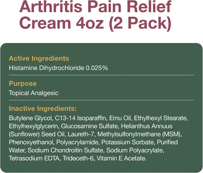 Arthritis Pain Relief Cream, 4 oz Jar