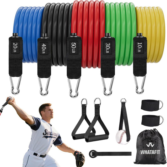 Resistance Bands, Exercise Bands, Workout Bands with Handles, Door Anchor and Ankle Straps, 5 Resistance Levels Fitness Bands for Strength Training, Physical Therapy, and Home Gym Equipment