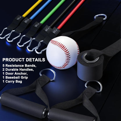 Resistance Bands, Exercise Bands, Workout Bands with Handles, Door Anchor and Ankle Straps, 5 Resistance Levels Fitness Bands for Strength Training, Physical Therapy, and Home Gym Equipment