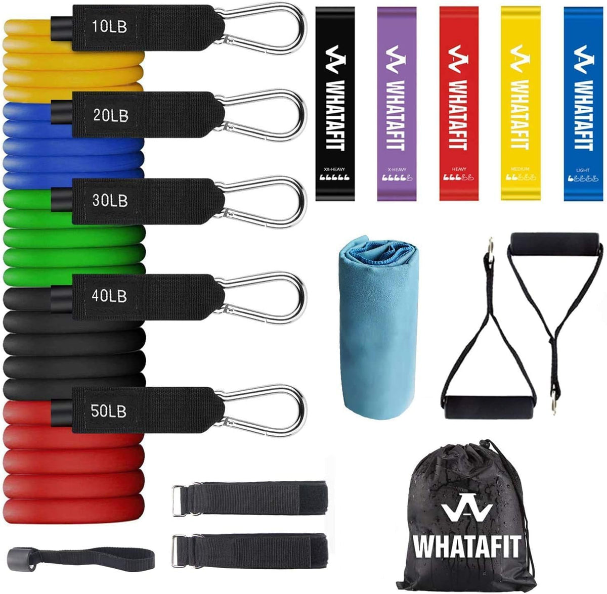 Resistance Bands, Exercise Bands, Workout Bands with Handles, Door Anchor and Ankle Straps, 5 Resistance Levels Fitness Bands for Strength Training, Physical Therapy, and Home Gym Equipment