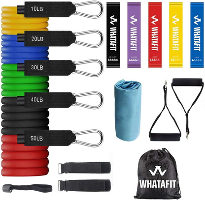 Resistance Bands, Exercise Bands, Workout Bands with Handles, Door Anchor and Ankle Straps, 5 Resistance Levels Fitness Bands for Strength Training, Physical Therapy, and Home Gym Equipment