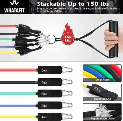 Resistance Bands, Exercise Bands, Workout Bands with Handles, Door Anchor and Ankle Straps, 5 Resistance Levels Fitness Bands for Strength Training, Physical Therapy, and Home Gym Equipment