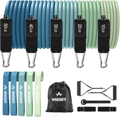 Resistance Bands, Exercise Bands, Workout Bands with Handles, Door Anchor and Ankle Straps, 5 Resistance Levels Fitness Bands for Strength Training, Physical Therapy, and Home Gym Equipment
