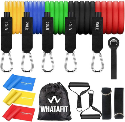 Resistance Bands, Exercise Bands, Workout Bands with Handles, Door Anchor and Ankle Straps, 5 Resistance Levels Fitness Bands for Strength Training, Physical Therapy, and Home Gym Equipment