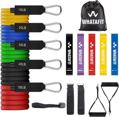 Resistance Bands, Exercise Bands, Workout Bands with Handles, Door Anchor and Ankle Straps, 5 Resistance Levels Fitness Bands for Strength Training, Physical Therapy, and Home Gym Equipment