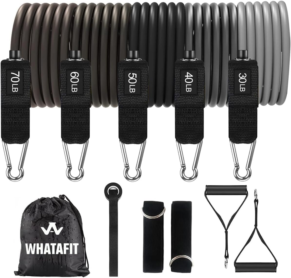 Resistance Bands, Exercise Bands, Workout Bands with Handles, Door Anchor and Ankle Straps, 5 Resistance Levels Fitness Bands for Strength Training, Physical Therapy, and Home Gym Equipment