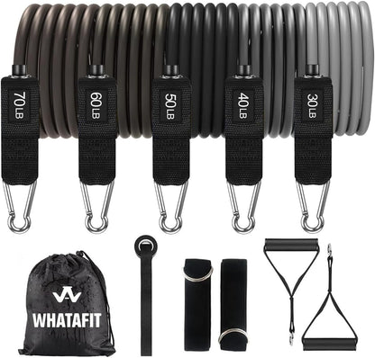 Resistance Bands, Exercise Bands, Workout Bands with Handles, Door Anchor and Ankle Straps, 5 Resistance Levels Fitness Bands for Strength Training, Physical Therapy, and Home Gym Equipment