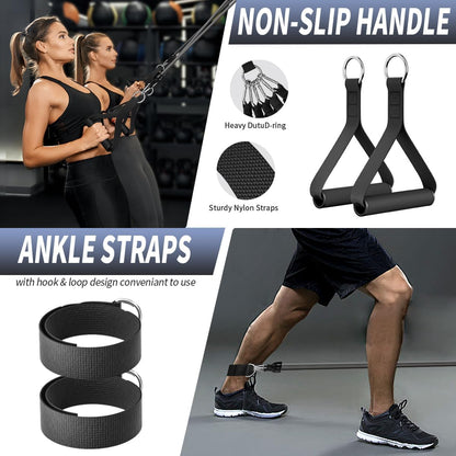 Resistance Bands, Exercise Bands, Workout Bands with Handles, Door Anchor and Ankle Straps, 5 Resistance Levels Fitness Bands for Strength Training, Physical Therapy, and Home Gym Equipment