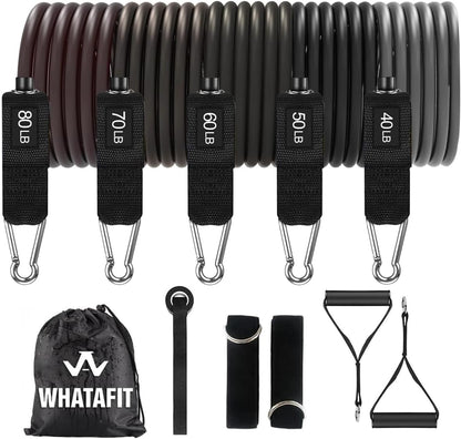 Resistance Bands, Exercise Bands, Workout Bands with Handles, Door Anchor and Ankle Straps, 5 Resistance Levels Fitness Bands for Strength Training, Physical Therapy, and Home Gym Equipment