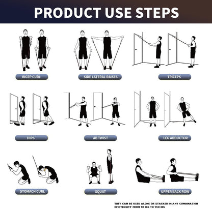 Resistance Bands, Exercise Bands, Workout Bands with Handles, Door Anchor and Ankle Straps, 5 Resistance Levels Fitness Bands for Strength Training, Physical Therapy, and Home Gym Equipment