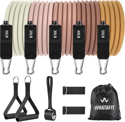 Resistance Bands, Exercise Bands, Workout Bands with Handles, Door Anchor and Ankle Straps, 5 Resistance Levels Fitness Bands for Strength Training, Physical Therapy, and Home Gym Equipment