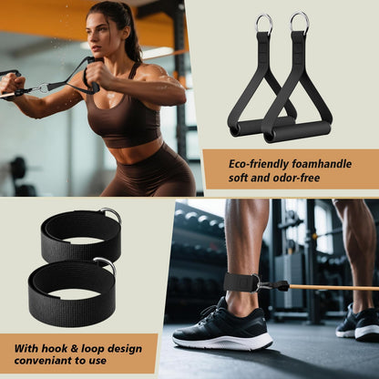 Resistance Bands, Exercise Bands, Workout Bands with Handles, Door Anchor and Ankle Straps, 5 Resistance Levels Fitness Bands for Strength Training, Physical Therapy, and Home Gym Equipment