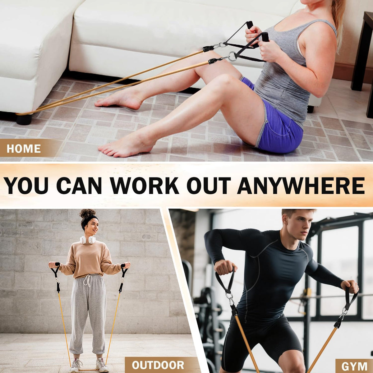Resistance Bands, Exercise Bands, Workout Bands with Handles, Door Anchor and Ankle Straps, 5 Resistance Levels Fitness Bands for Strength Training, Physical Therapy, and Home Gym Equipment