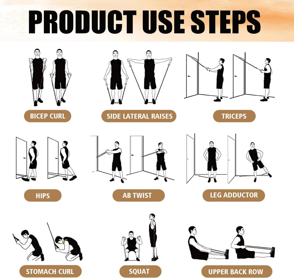 Resistance Bands, Exercise Bands, Workout Bands with Handles, Door Anchor and Ankle Straps, 5 Resistance Levels Fitness Bands for Strength Training, Physical Therapy, and Home Gym Equipment