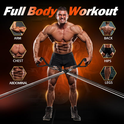 Resistance Bands, Exercise Bands, Workout Bands with Handles, Door Anchor and Ankle Straps, 5 Resistance Levels Fitness Bands for Strength Training, Physical Therapy, and Home Gym Equipment