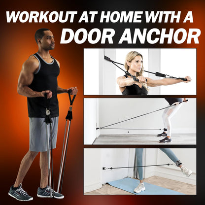 Resistance Bands, Exercise Bands, Workout Bands with Handles, Door Anchor and Ankle Straps, 5 Resistance Levels Fitness Bands for Strength Training, Physical Therapy, and Home Gym Equipment