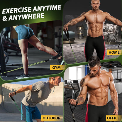 Resistance Bands, Exercise Bands, Workout Bands with Handles, Door Anchor and Ankle Straps, 5 Resistance Levels Fitness Bands for Strength Training, Physical Therapy, and Home Gym Equipment