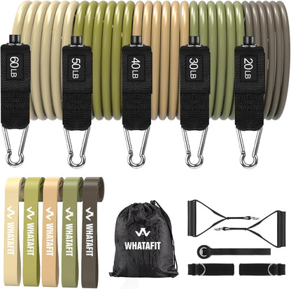 Resistance Bands, Exercise Bands, Workout Bands with Handles, Door Anchor and Ankle Straps, 5 Resistance Levels Fitness Bands for Strength Training, Physical Therapy, and Home Gym Equipment