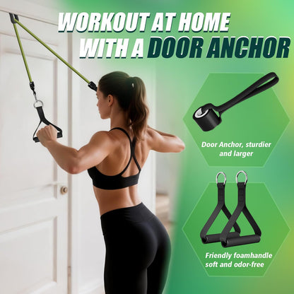 Resistance Bands, Exercise Bands, Workout Bands with Handles, Door Anchor and Ankle Straps, 5 Resistance Levels Fitness Bands for Strength Training, Physical Therapy, and Home Gym Equipment