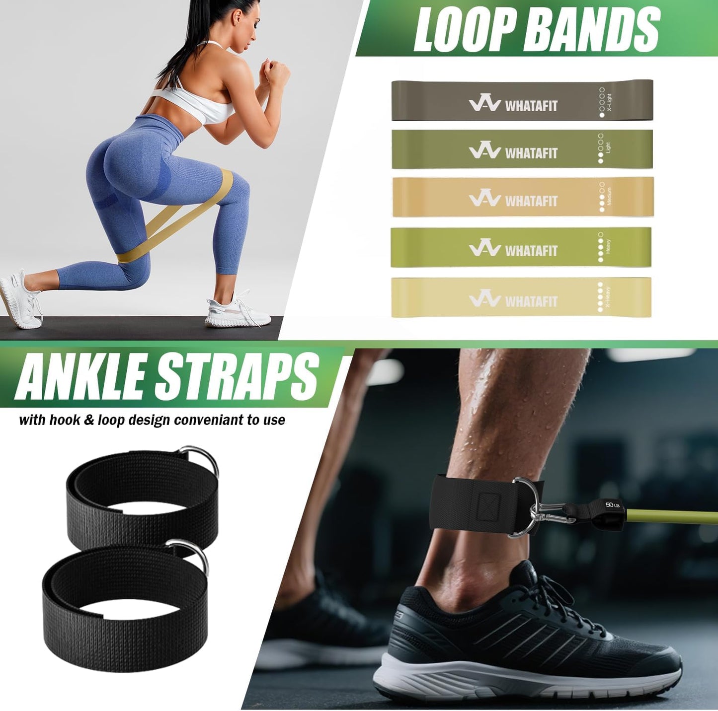 Resistance Bands, Exercise Bands, Workout Bands with Handles, Door Anchor and Ankle Straps, 5 Resistance Levels Fitness Bands for Strength Training, Physical Therapy, and Home Gym Equipment