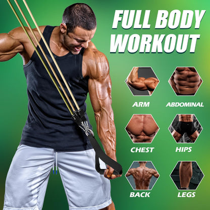 Resistance Bands, Exercise Bands, Workout Bands with Handles, Door Anchor and Ankle Straps, 5 Resistance Levels Fitness Bands for Strength Training, Physical Therapy, and Home Gym Equipment