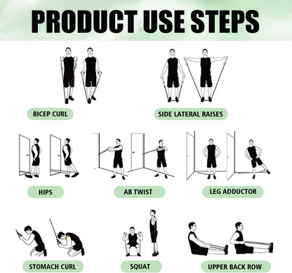 Resistance Bands, Exercise Bands, Workout Bands with Handles, Door Anchor and Ankle Straps, 5 Resistance Levels Fitness Bands for Strength Training, Physical Therapy, and Home Gym Equipment